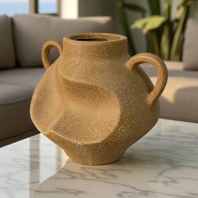Matte Sand-Textured Abstract Ceramic Vase