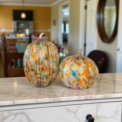 Autumn Breeze Speckled Decorative Pumpkin Duo Set