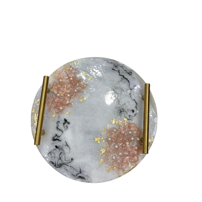 Floral Design Round Resin-Art Tray