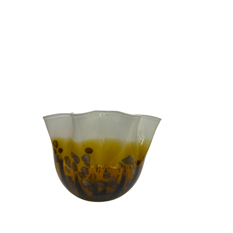 Italian Yellow and White Swirl Art Glass Bowl