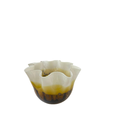 Italian Yellow and White Swirl Art Glass Bowl