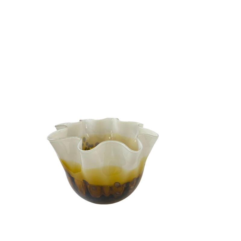 Italian Yellow and White Swirl Art Glass Bowl