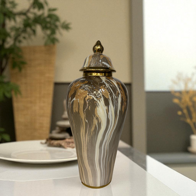 Earthstone Marble-Glaze Ceramic Jars