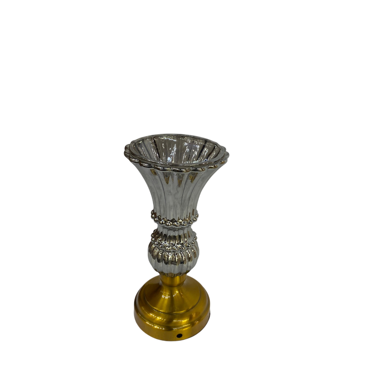 Smoky Grey Glass Bowl with Brass Base