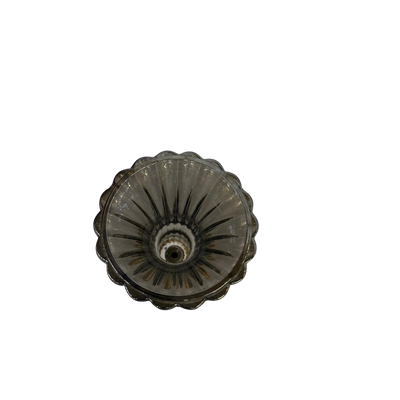 Smoky Grey Glass Bowl with Brass Base