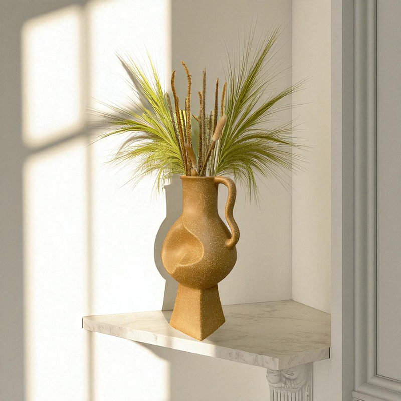 Matte Sand-Textured Abstract Ceramic Vase
