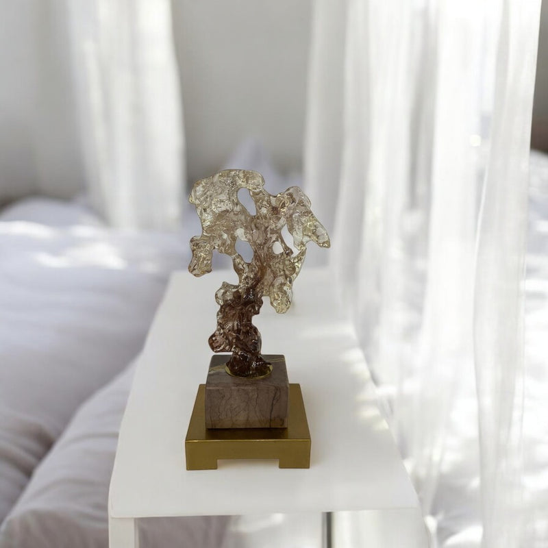Vintage Brass Base Metallic Sculpture