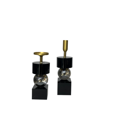 Midnight Luxe Crystal Candle Holder Set