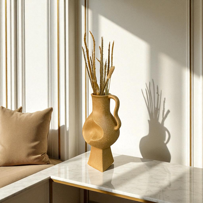 Matte Sand-Textured Abstract Ceramic Vase