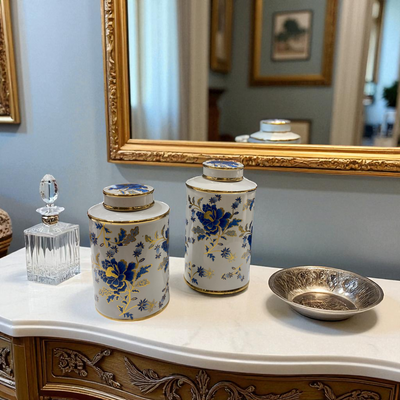Royal Bloom Porcelain Candy Urns, Jars and Vases