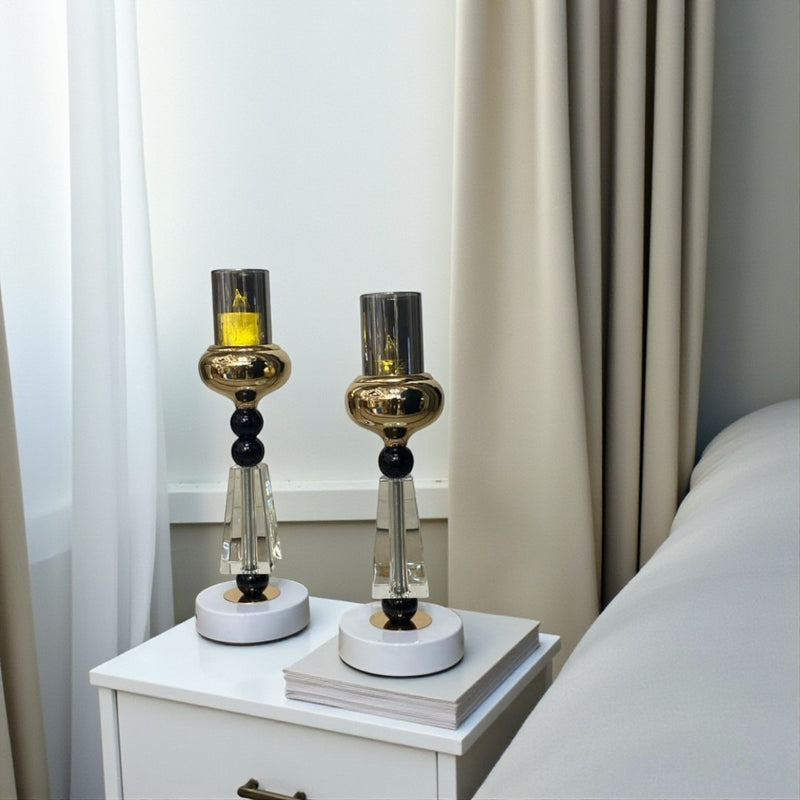Luna Noir Crystal Candle Holders