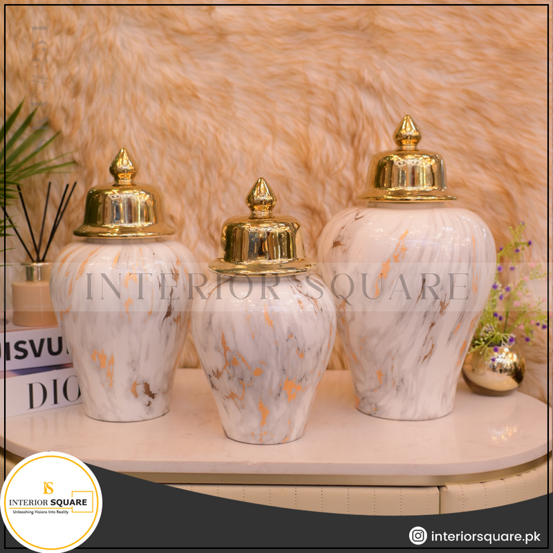 Marble-Veined Porcelain Urns