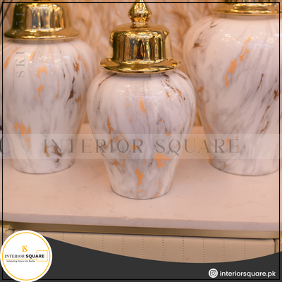 Marble-Veined Porcelain Urns