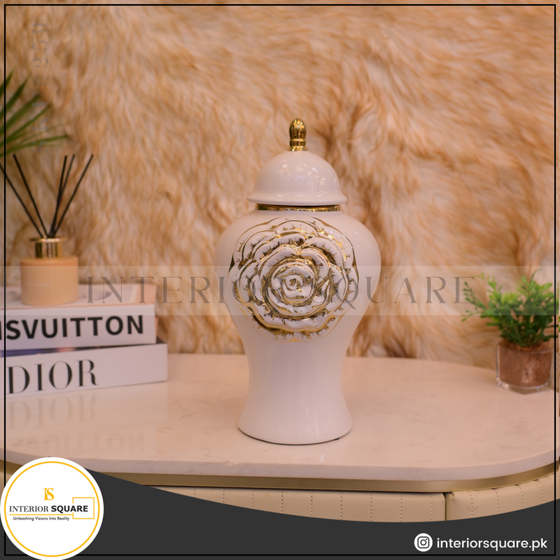 Minimalist Floral Porcelain Urn