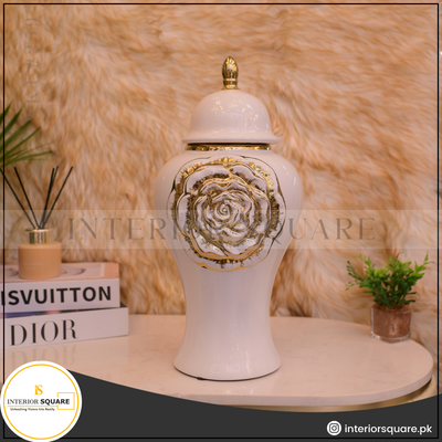 Minimalist Floral Porcelain Urn