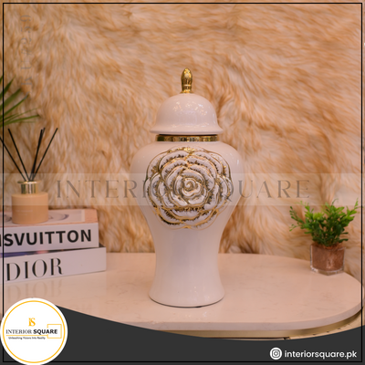 Minimalist Floral Porcelain Urn