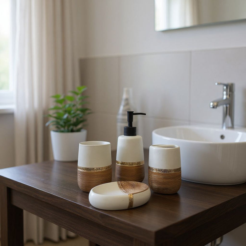 Terra Blend White And Brown Bathroom Set