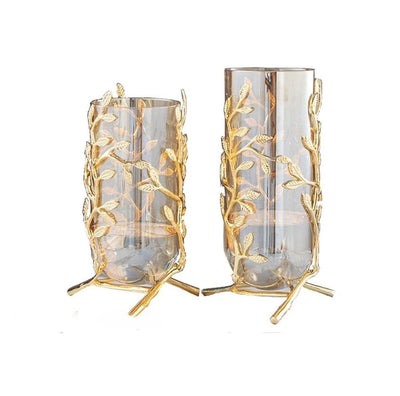 Golden Elegance Metallic Glass Vase