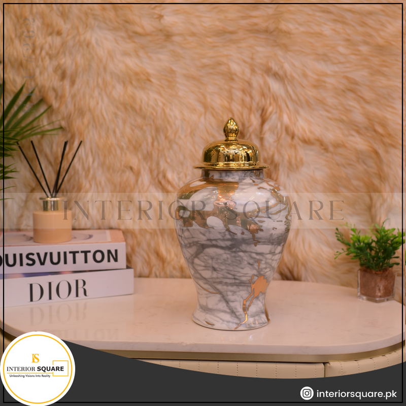 Marble-textured Porcelain Jar