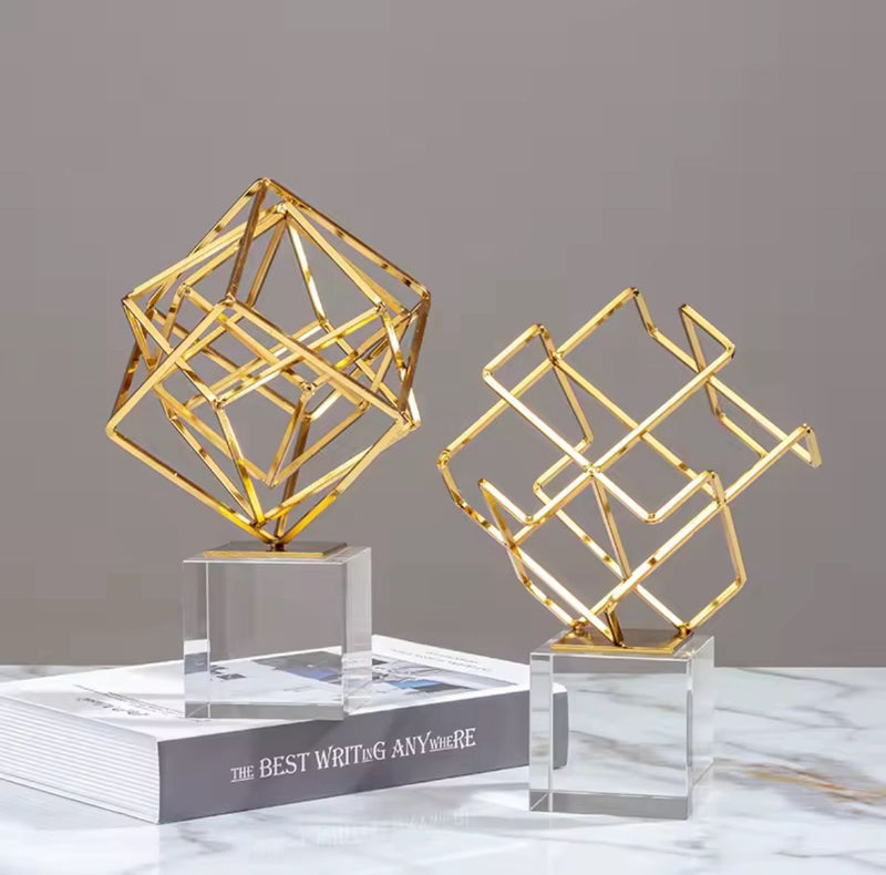Geometric Wireframe Cube Sculptures