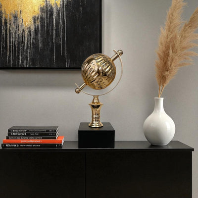 Metallic Brass Rotating Globe Decor