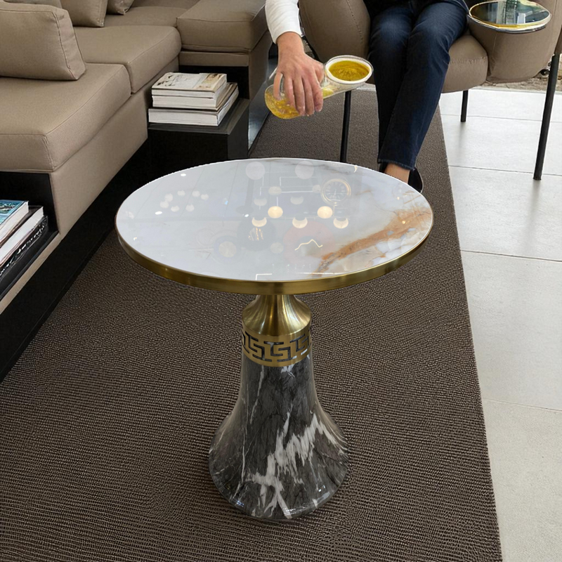 Modern Metallic Cofee Table Top White Marble