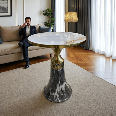 Modern Metallic Cofee Table Top White Marble
