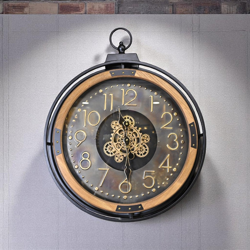 European Metal Gear Round Wall Clock