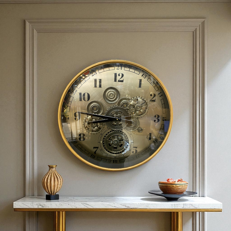 Golden Gear Fusion Wall Clock