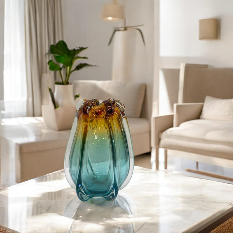 Heavy Italian Multi Color Glass Vase