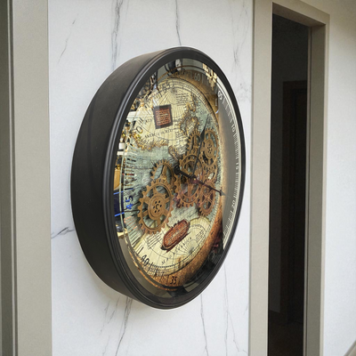 Vintage World Map Gear Wall Clock