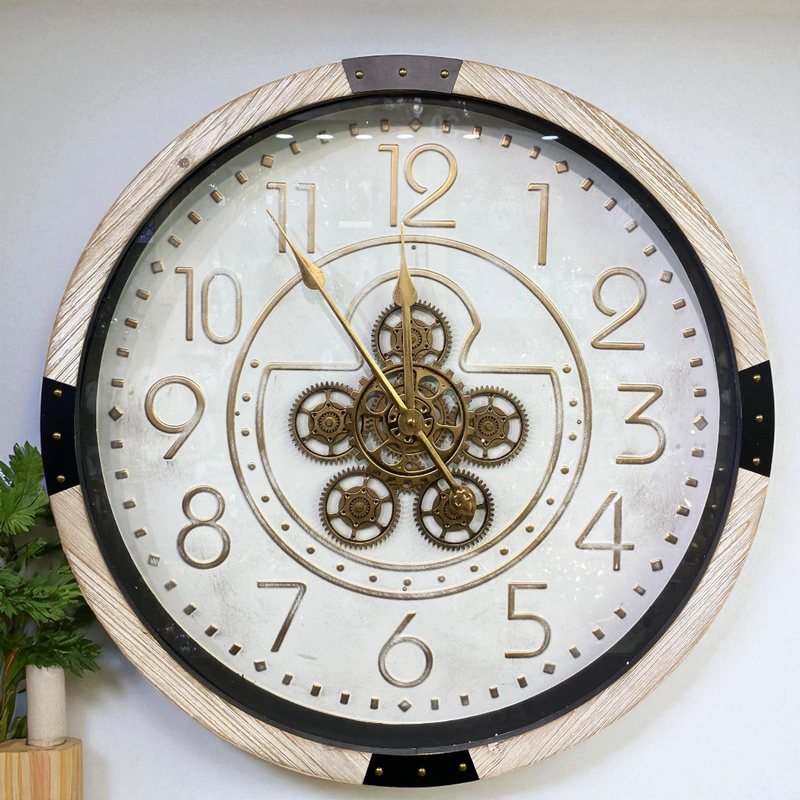 Vintage Ivory Gearwork Wall Clock