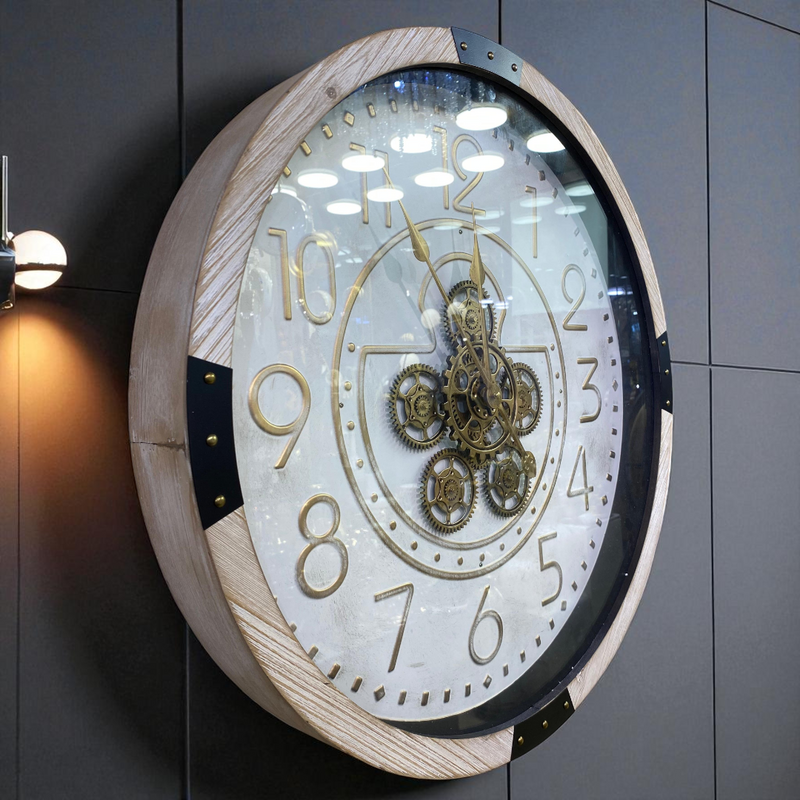 Vintage Ivory Gearwork Wall Clock