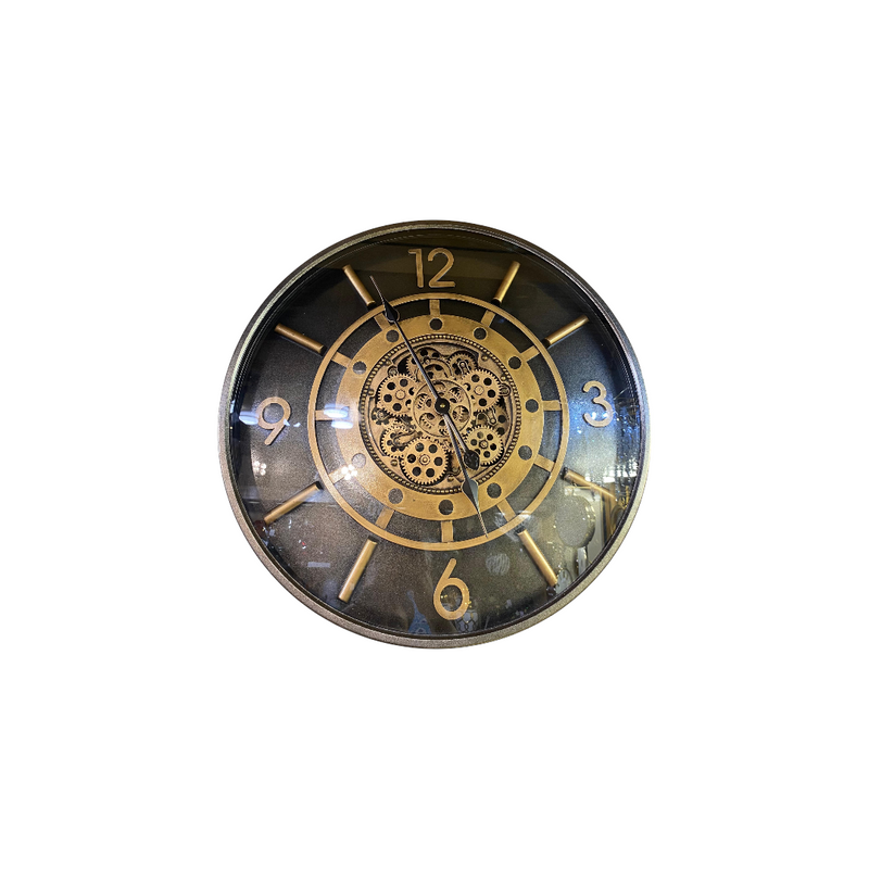 Golden Industrial Gear Wall Clock