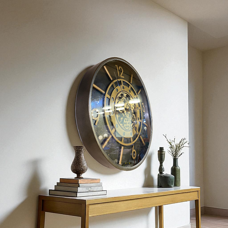 Golden Industrial Gear Wall Clock