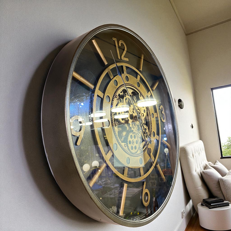 Golden Industrial Gear Wall Clock