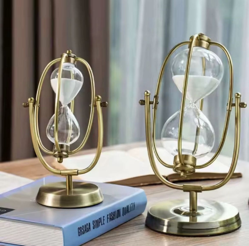 Antique-Style Brass and Glass Timer Set