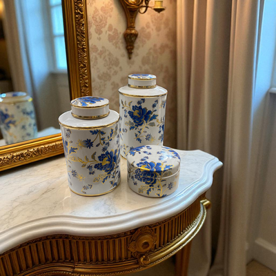 Royal Bloom Porcelain Candy Urns, Jars and Vases