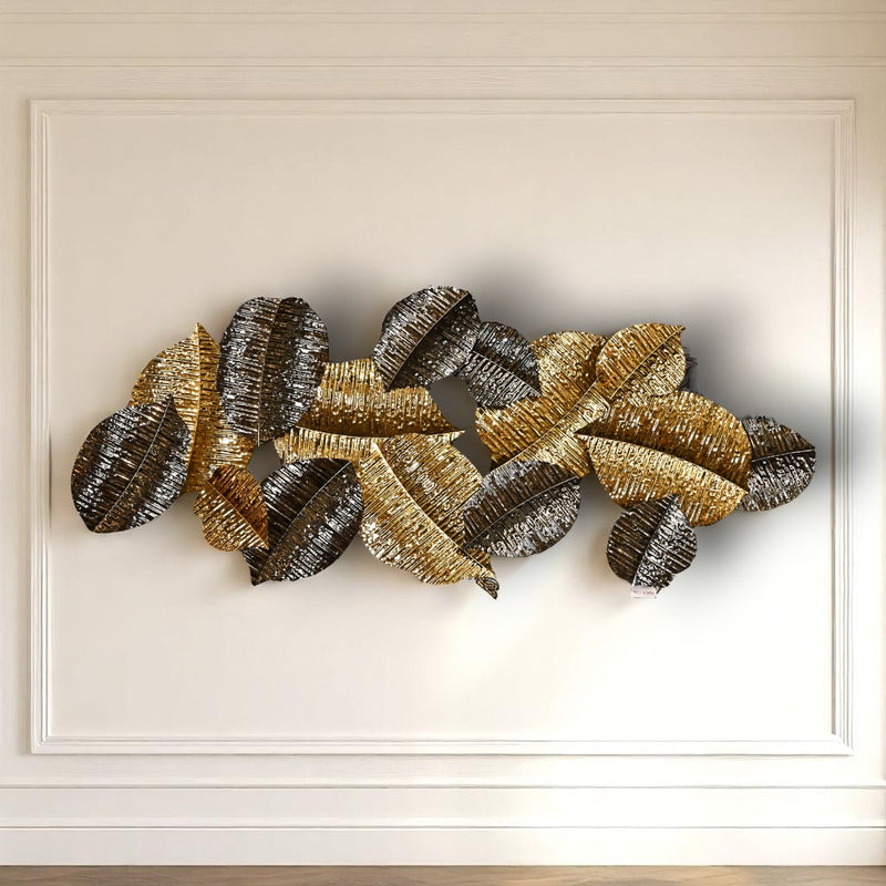 Golden and Black Leaf Wall Motive
