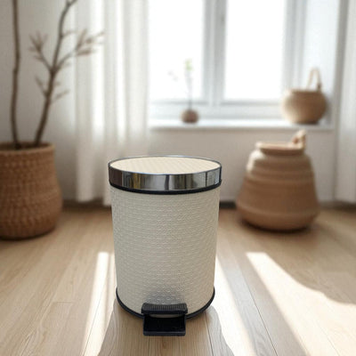 Luxury Beige Leather Dustbin & Tissue Box Set