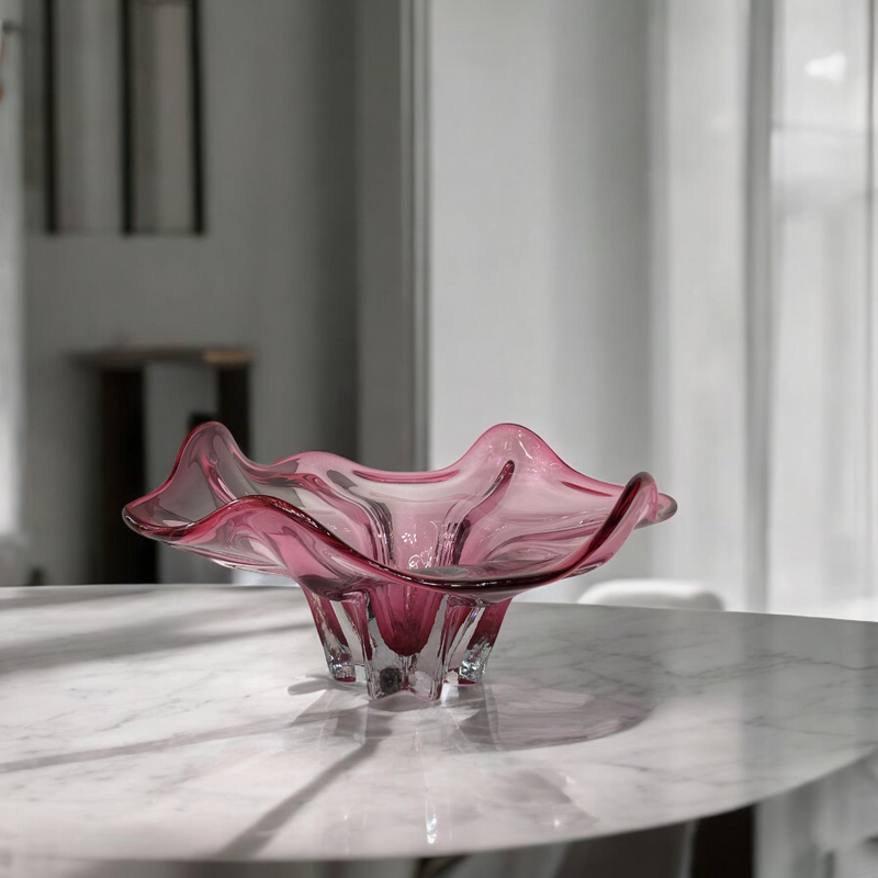 Ruby Murano-Style Art Glass Centerpiece Bowl