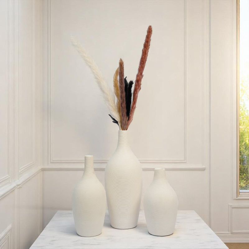 Ivory Whirl Ceramic Vase set