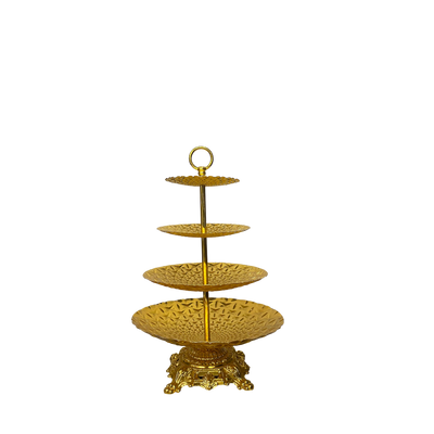 Regalia Four-Tier Modern Metallic Golden Food Platter