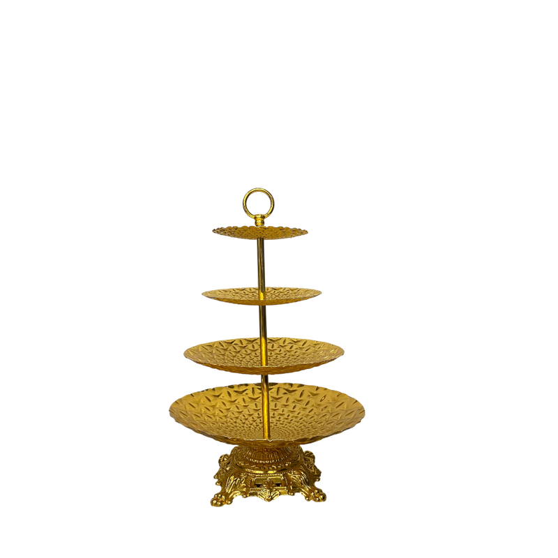Regalia Four-Tier Modern Metallic Golden Food Platter
