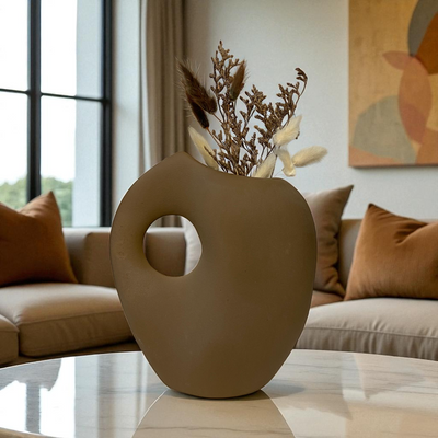 Classic Coffee Brown Ceramic Vase