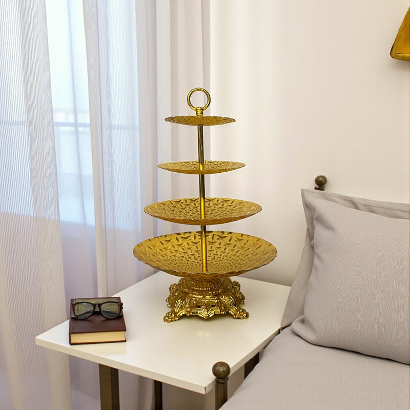 Regalia Four-Tier Modern Metallic Golden Food Platter