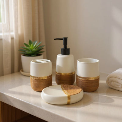 Terra Blend White And Brown Bathroom Set