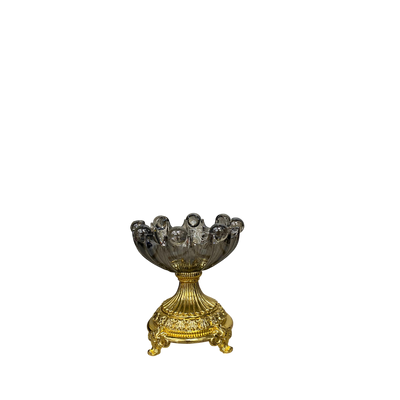 Aurum Mist Vintage Mini Glass Bowl with Golden Base
