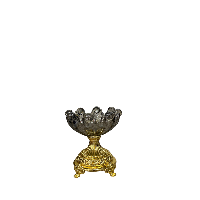 Aurum Mist Vintage Mini Glass Bowl with Golden Base