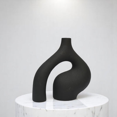 Obsidian Arc Ceramic Vase